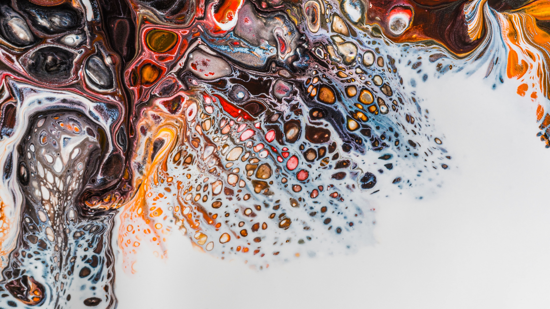 Обои Апельсин, живопись, абстрактное искусство, жидкий, жидкость в разрешении 1920x1080