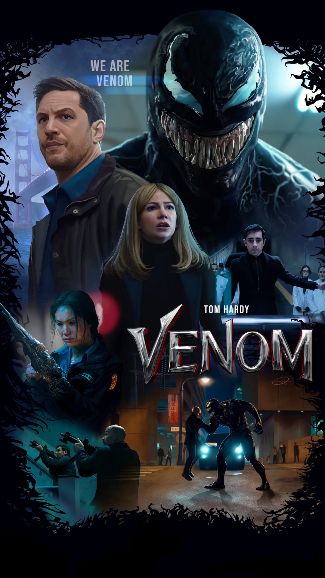 Обои Том Харди, веном, Эдди Брок, человек-паук, супергерой в разрешении 1080x1920