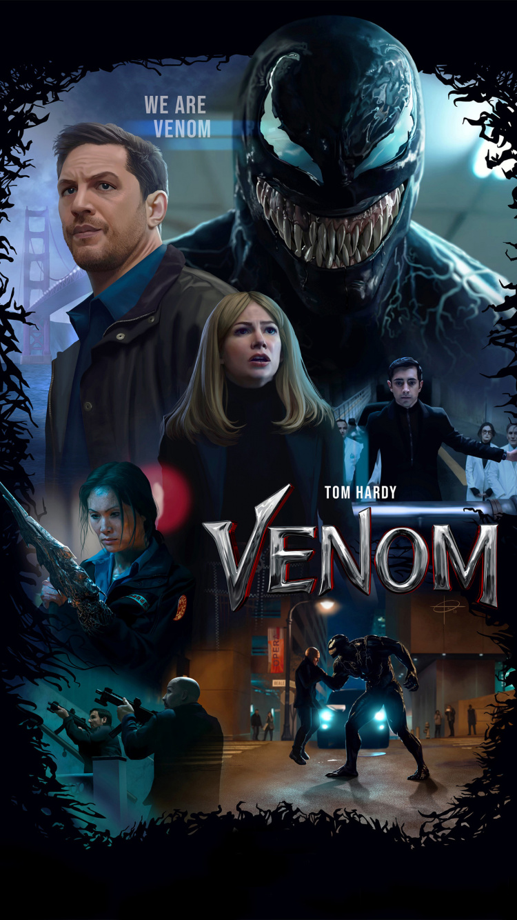 Обои Том Харди, веном, Эдди Брок, человек-паук, супергерой в разрешении 750x1334