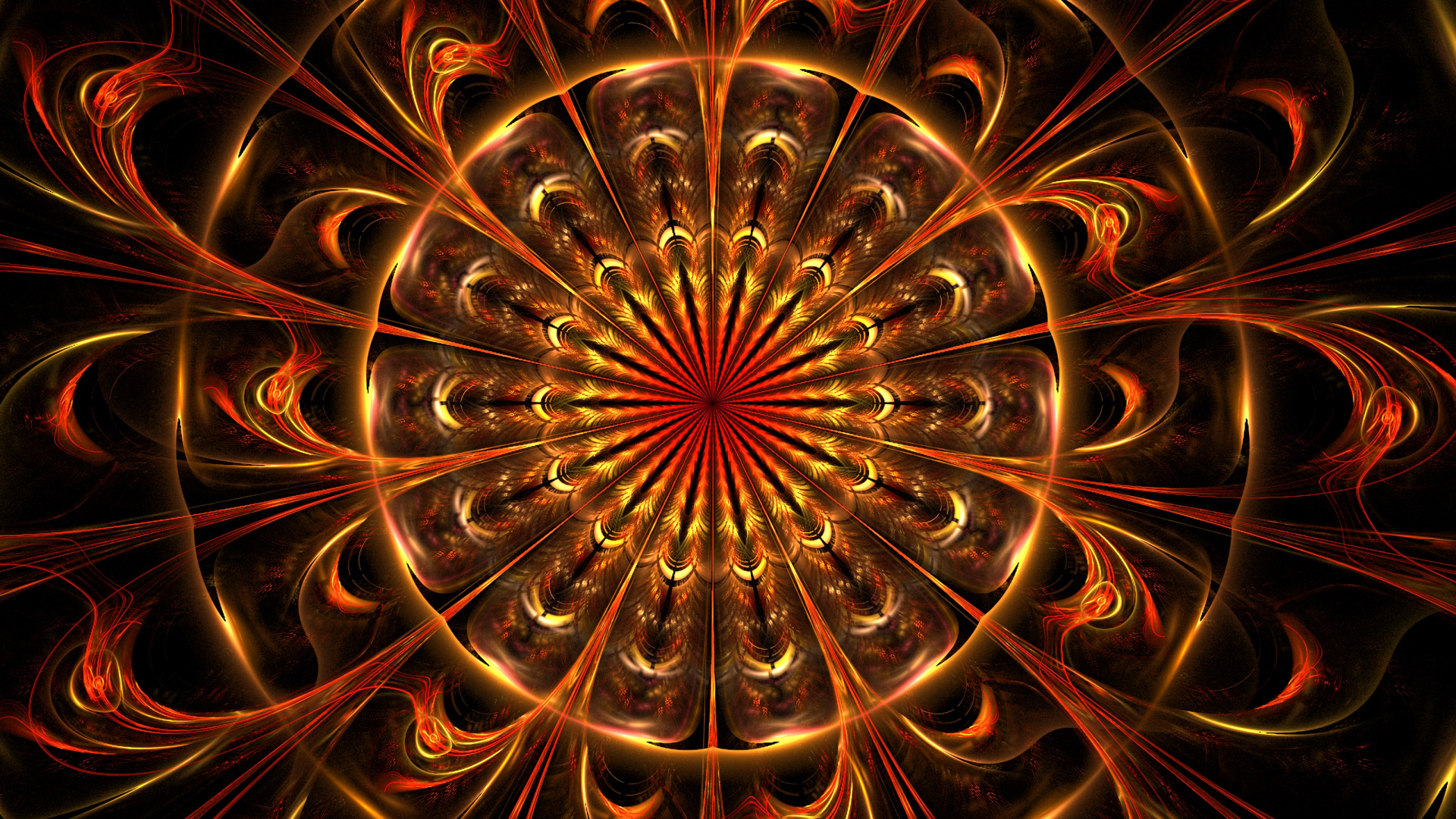 Обои фрактал, симметрия, фрактальное искусство, узор, арт в разрешении 1920x1080