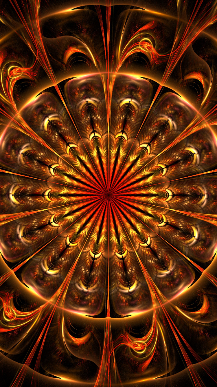 Обои фрактал, симметрия, фрактальное искусство, узор, арт в разрешении 750x1334