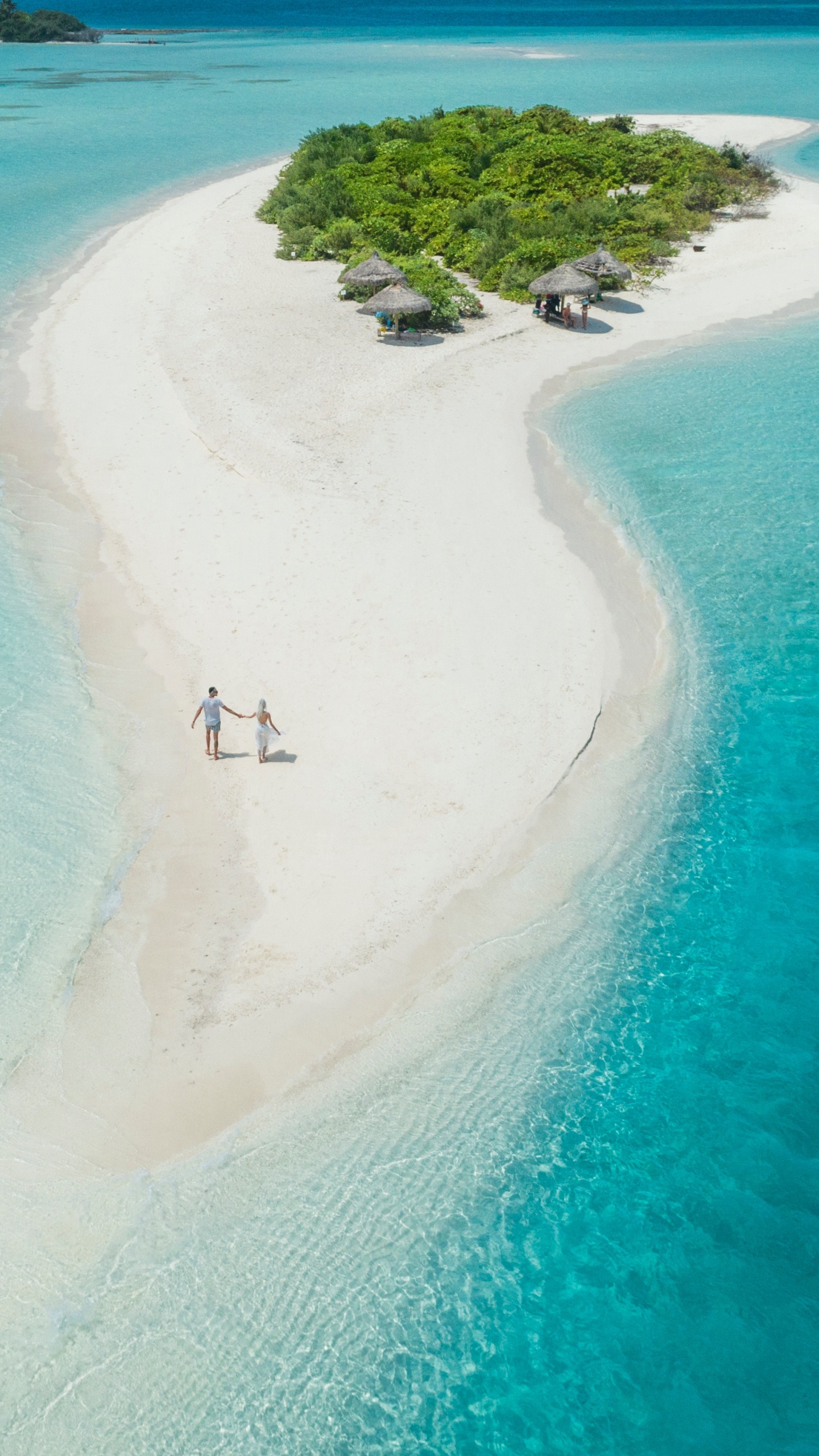 Обои Остров, пляж, Атолл, отпуск, прибрежные и океанические рельефы в разрешении 1440x2560