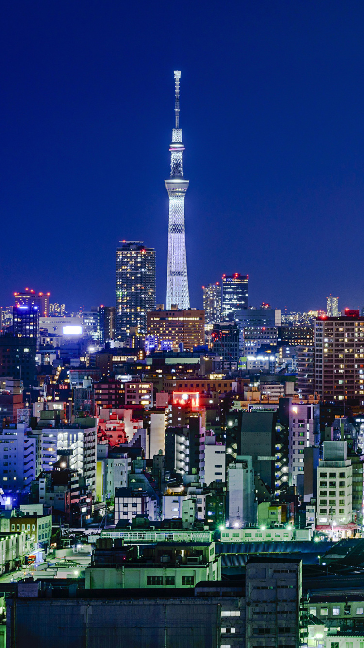 Обои токийская башня, городской пейзаж, город, городской район, метрополия в разрешении 750x1334
