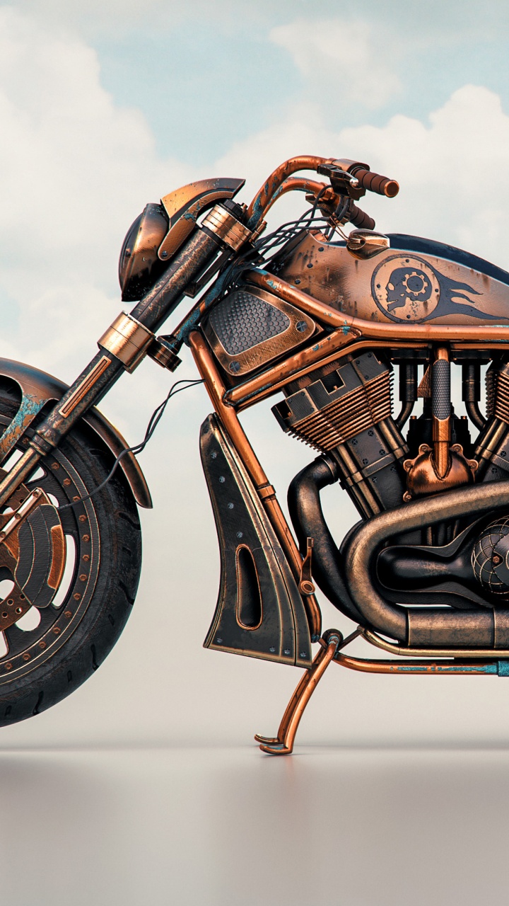 Обои мотоцикл, топливный бак, Чоппер, авто, крейсер в разрешении 720x1280