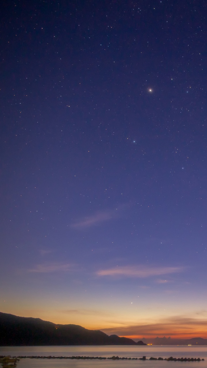 Обои ночь, горизонт, облако, атмосфера, астрономический объект в разрешении 720x1280