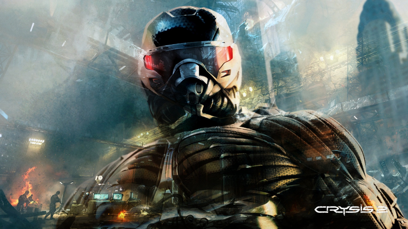Обои crysis 3, crysis 2, шутер, компьютерная игра, игры в разрешении 1366x768
