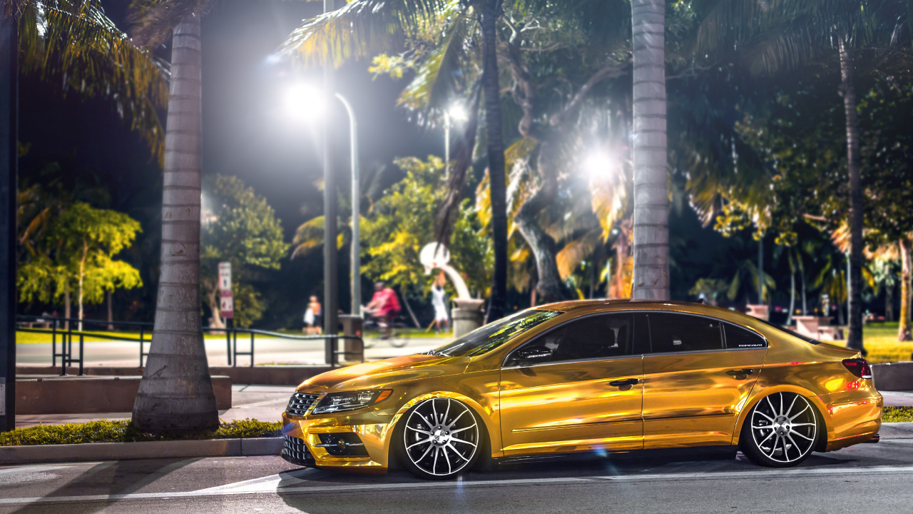 Обои Фольксваген Пассат, Фольксваген, авто, тюнинг автомобилей, желтый в разрешении 1280x720