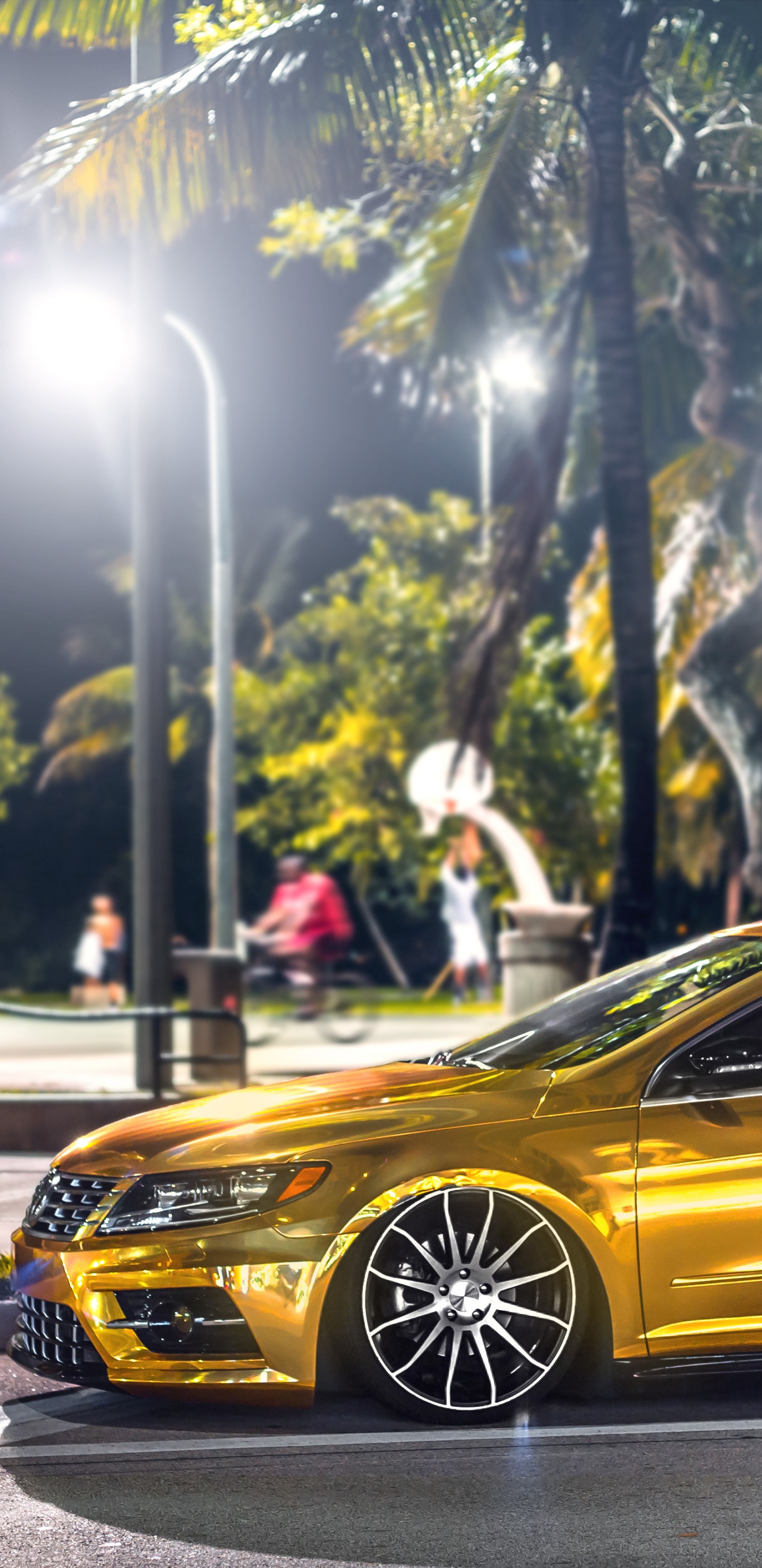 Обои Фольксваген Пассат, Фольксваген, авто, тюнинг автомобилей, желтый в разрешении 1440x2960