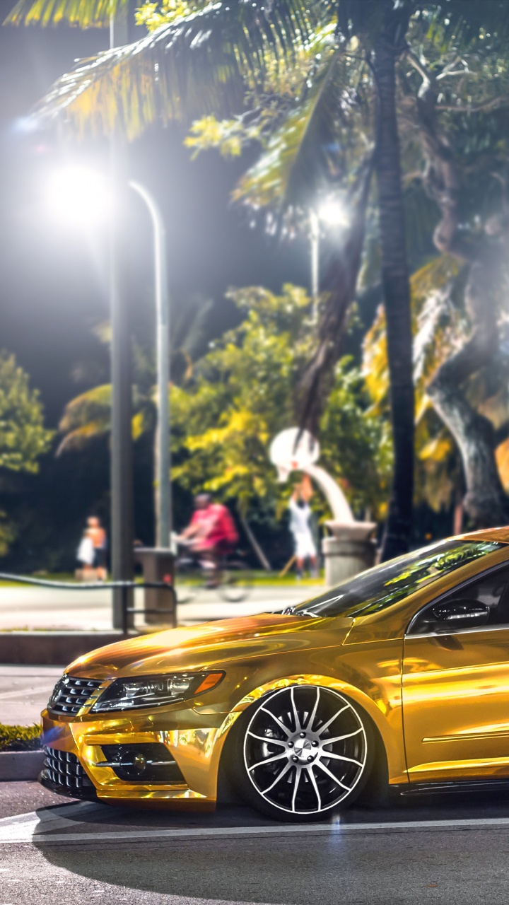 Обои Фольксваген Пассат, Фольксваген, авто, тюнинг автомобилей, желтый в разрешении 720x1280