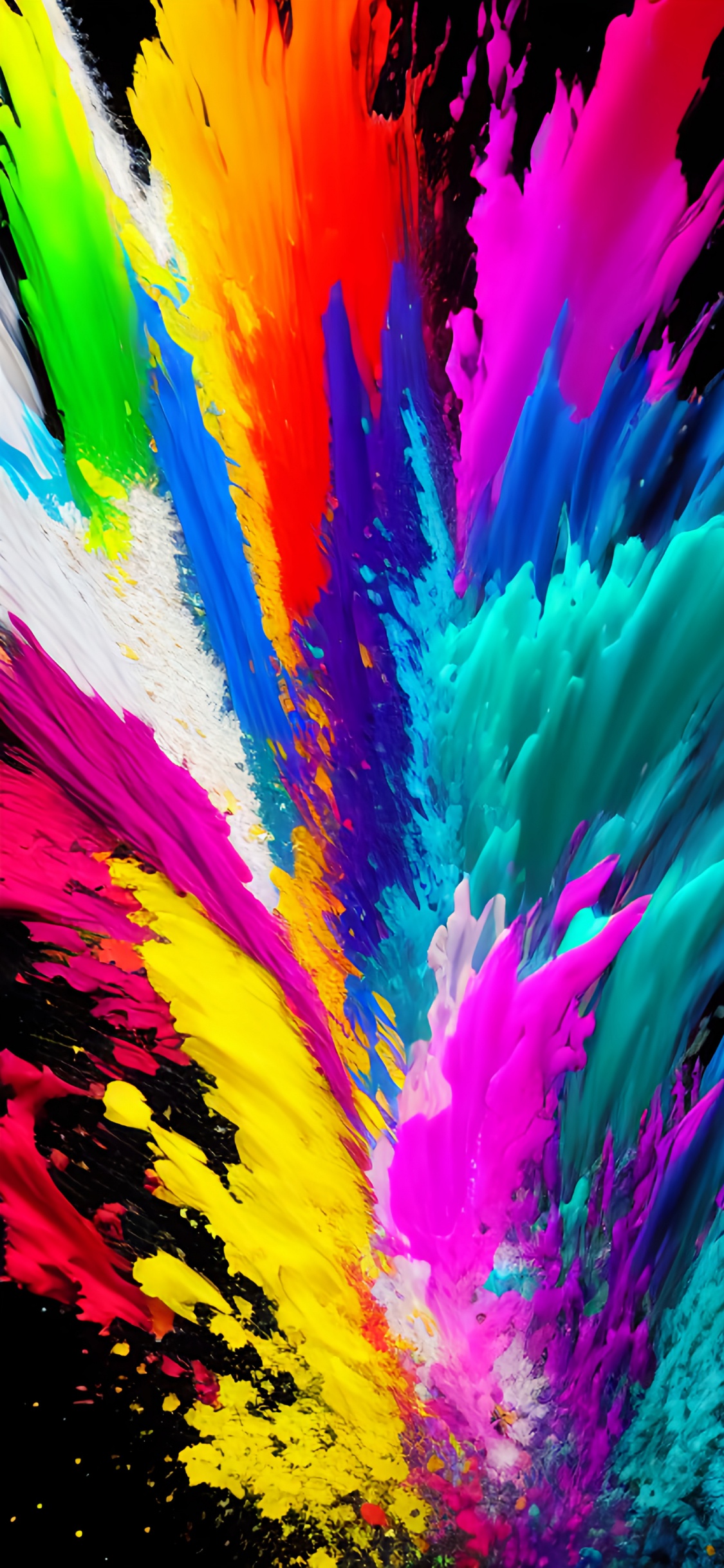 Обои арт, фрактальное искусство, красочность, художественная краска, пурпурный цвет в разрешении 1125x2436