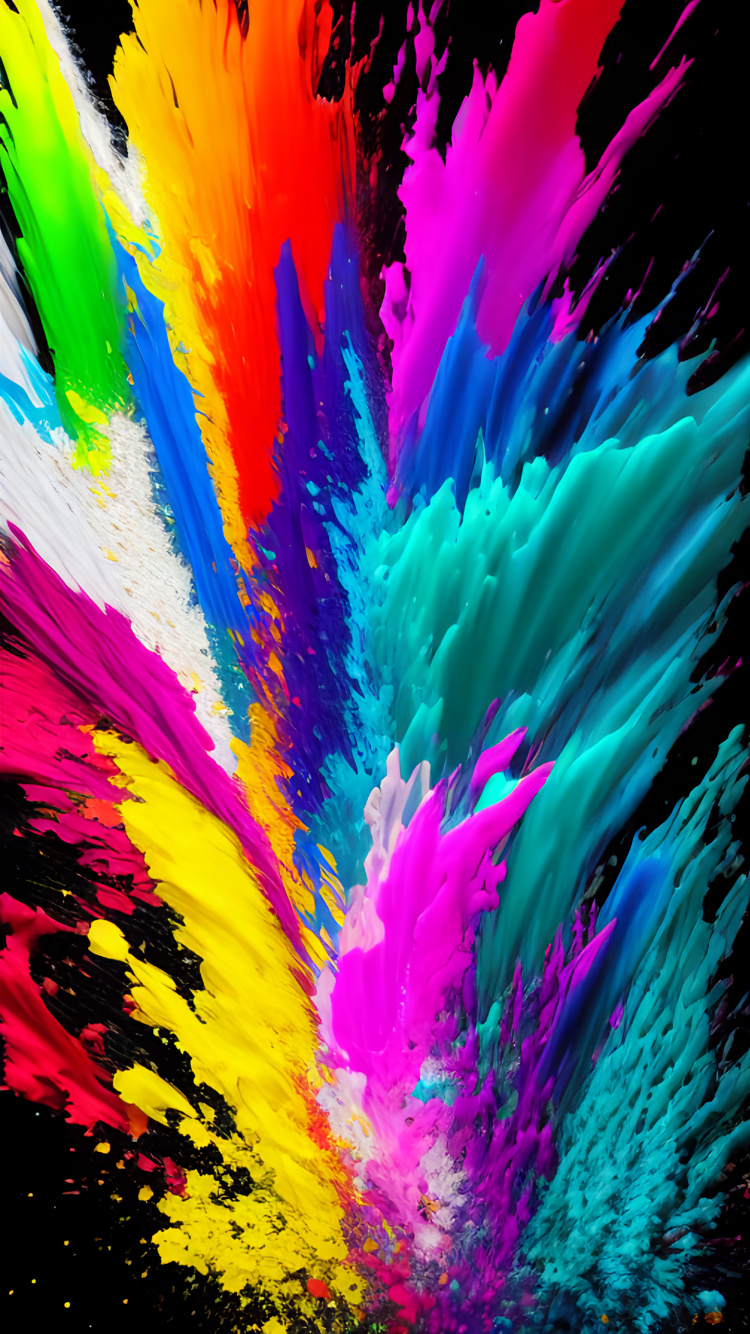 Обои арт, фрактальное искусство, красочность, художественная краска, пурпурный цвет в разрешении 750x1334