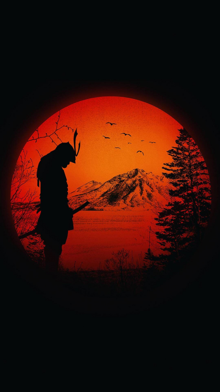 Обои Самурай, воин, произведение искусства, Rnin, ниндзя в разрешении 750x1334