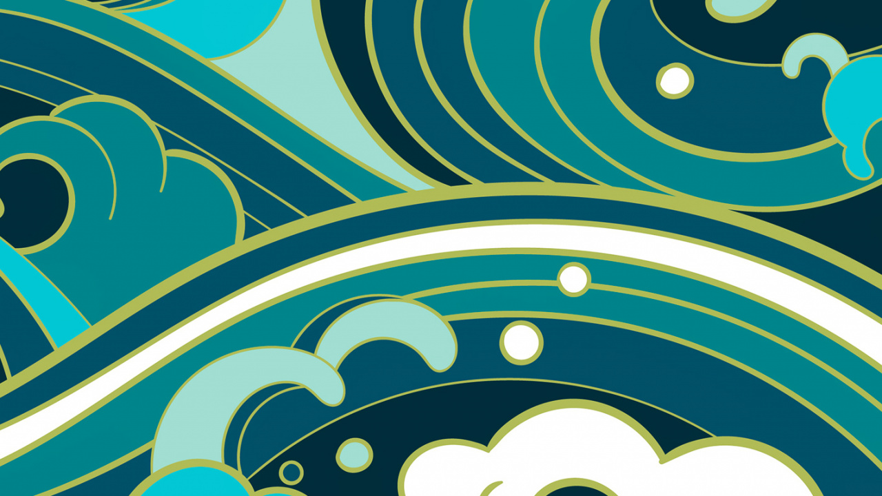 Обои узор, векторная графика, графика, белые, зеленый в разрешении 1280x720