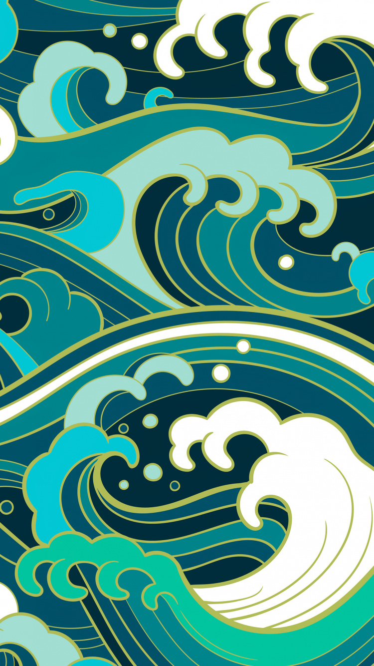 Обои узор, векторная графика, графика, белые, зеленый в разрешении 750x1334