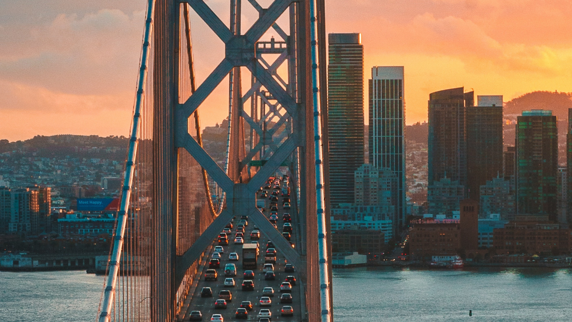 Обои Сан-Франциско-Окленд Бэй-Бридж, мост Golden Gate, СанФранциско, Мост Золотые Ворота, Батареи Спенсер в разрешении 1920x1080