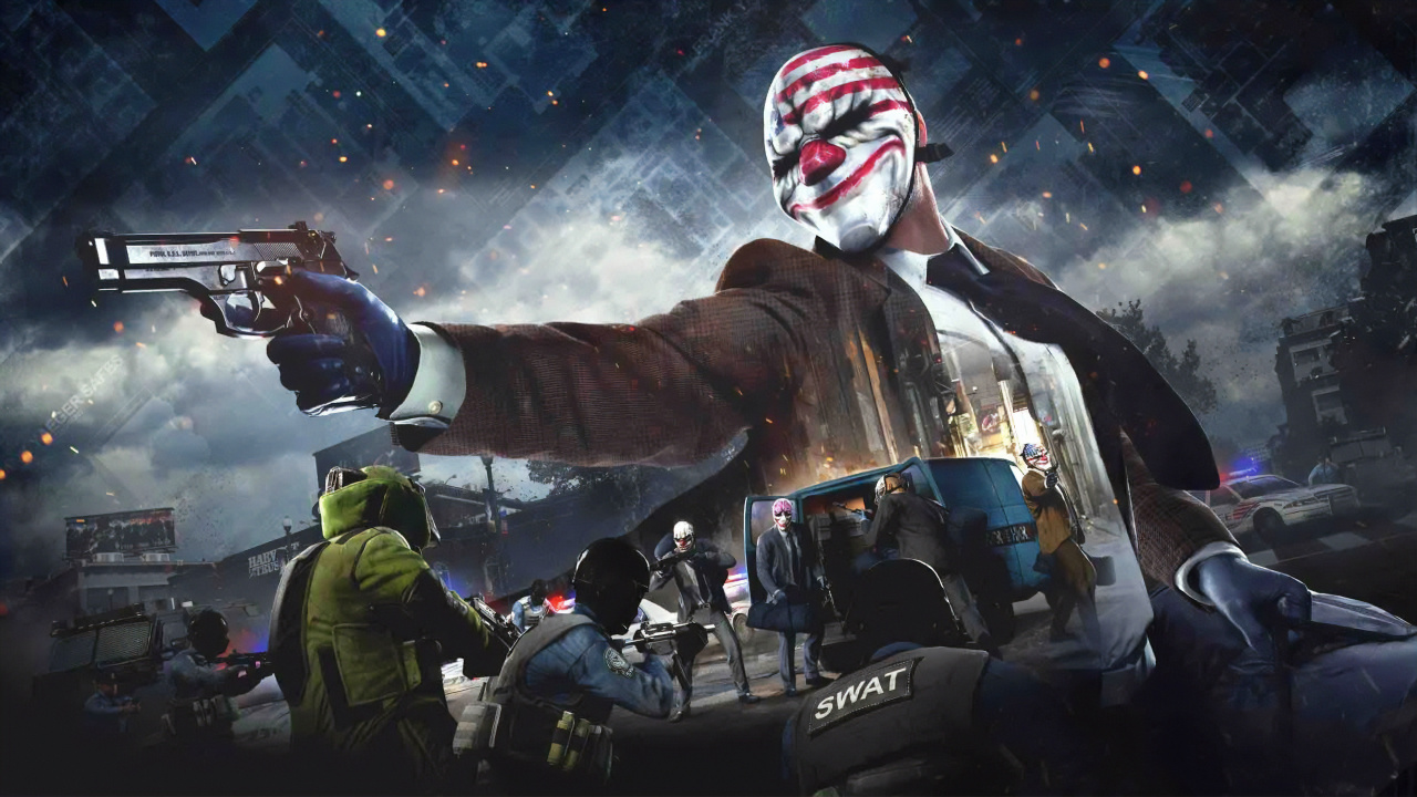 Обои payday 2, Получки Ограбление, студии starbreeze, 505 игр, xbox one в разрешении 1280x720