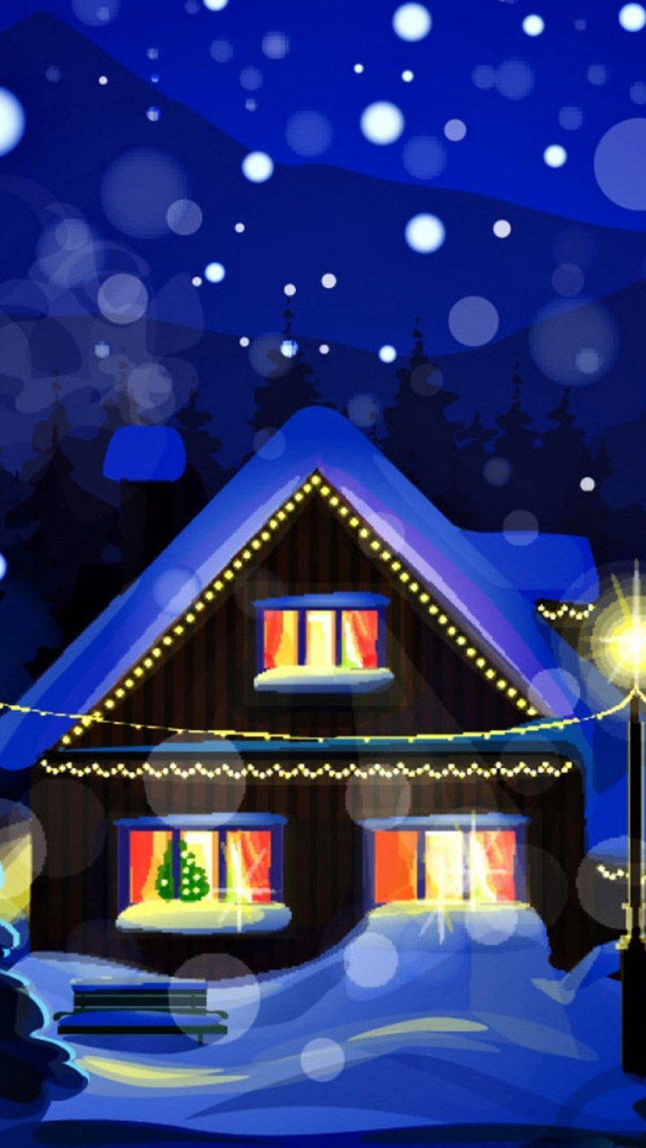 Обои Рождественский день, Рождество, зима, Рождественские украшения, елка в разрешении 720x1280