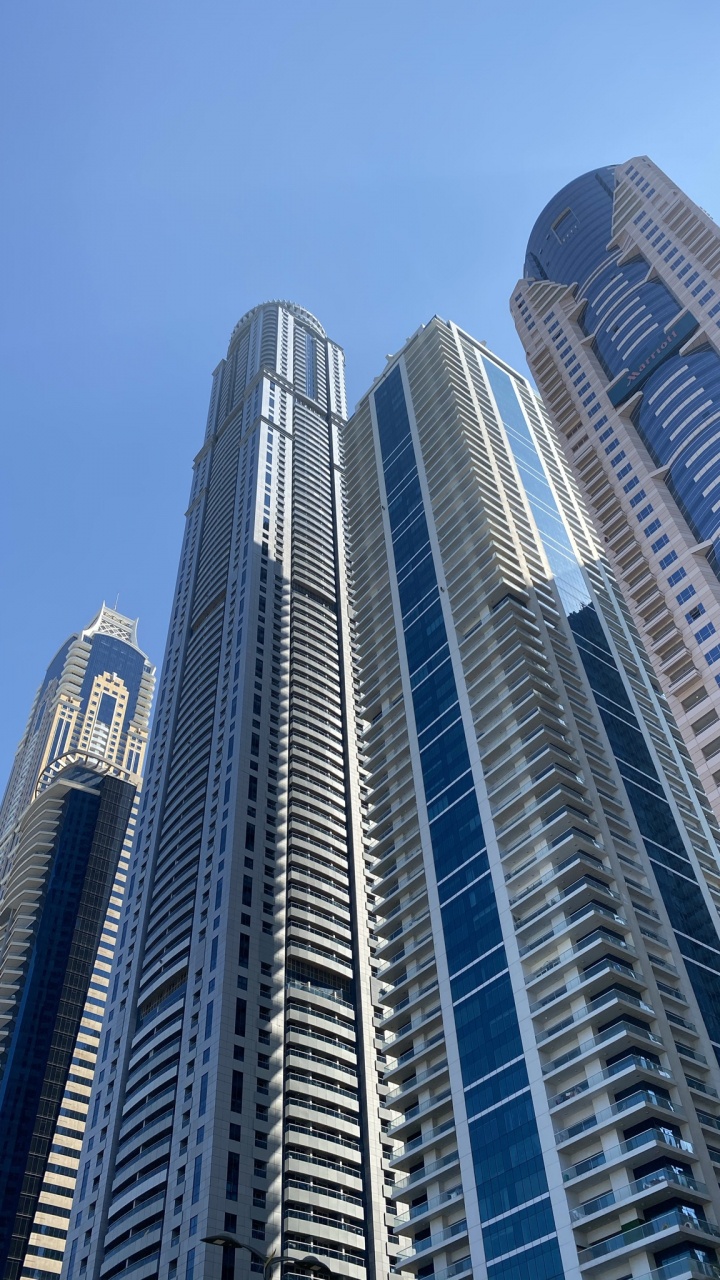 Обои Дубай, синий, башня, дневное время, архитектура в разрешении 720x1280