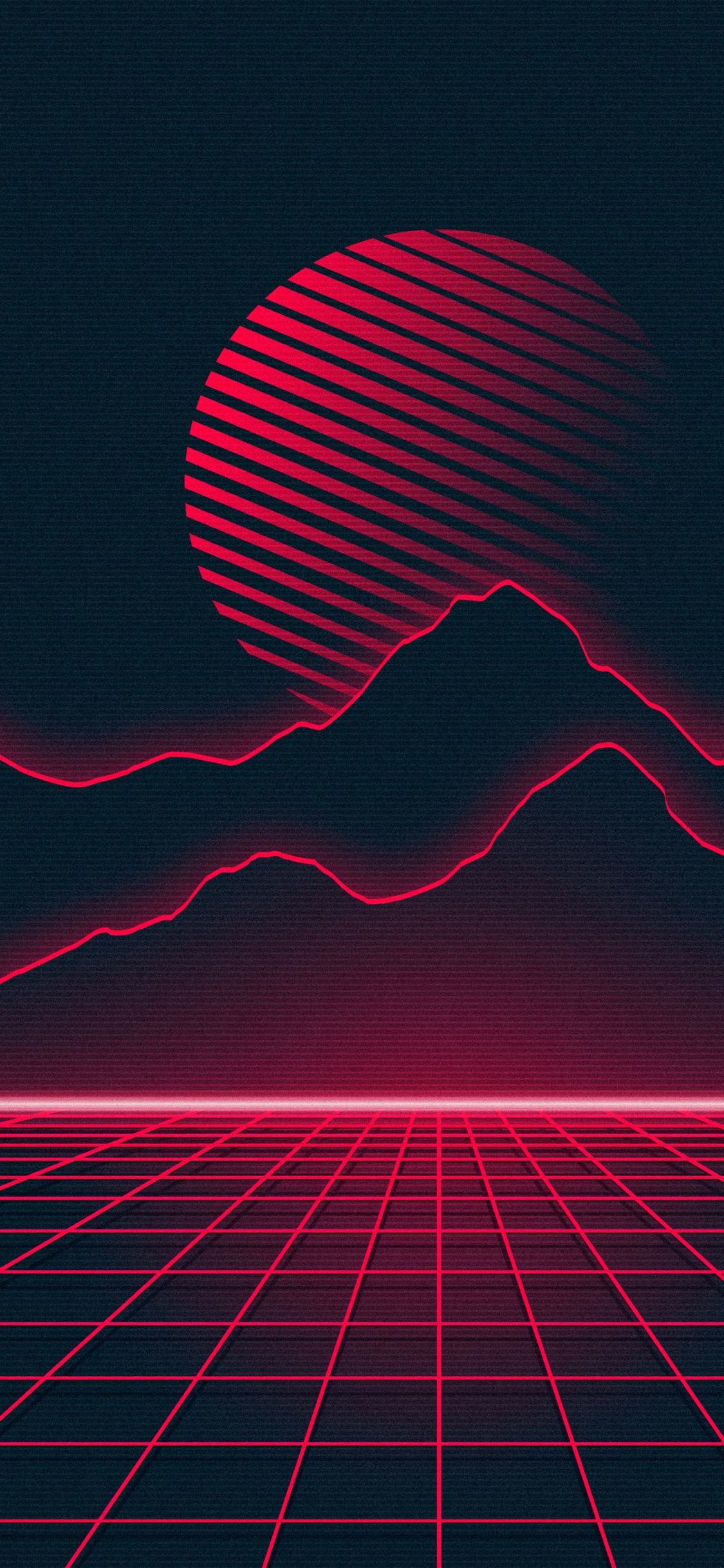 Обои Synthwave, свет, природа, пурпур, черный в разрешении 1125x2436