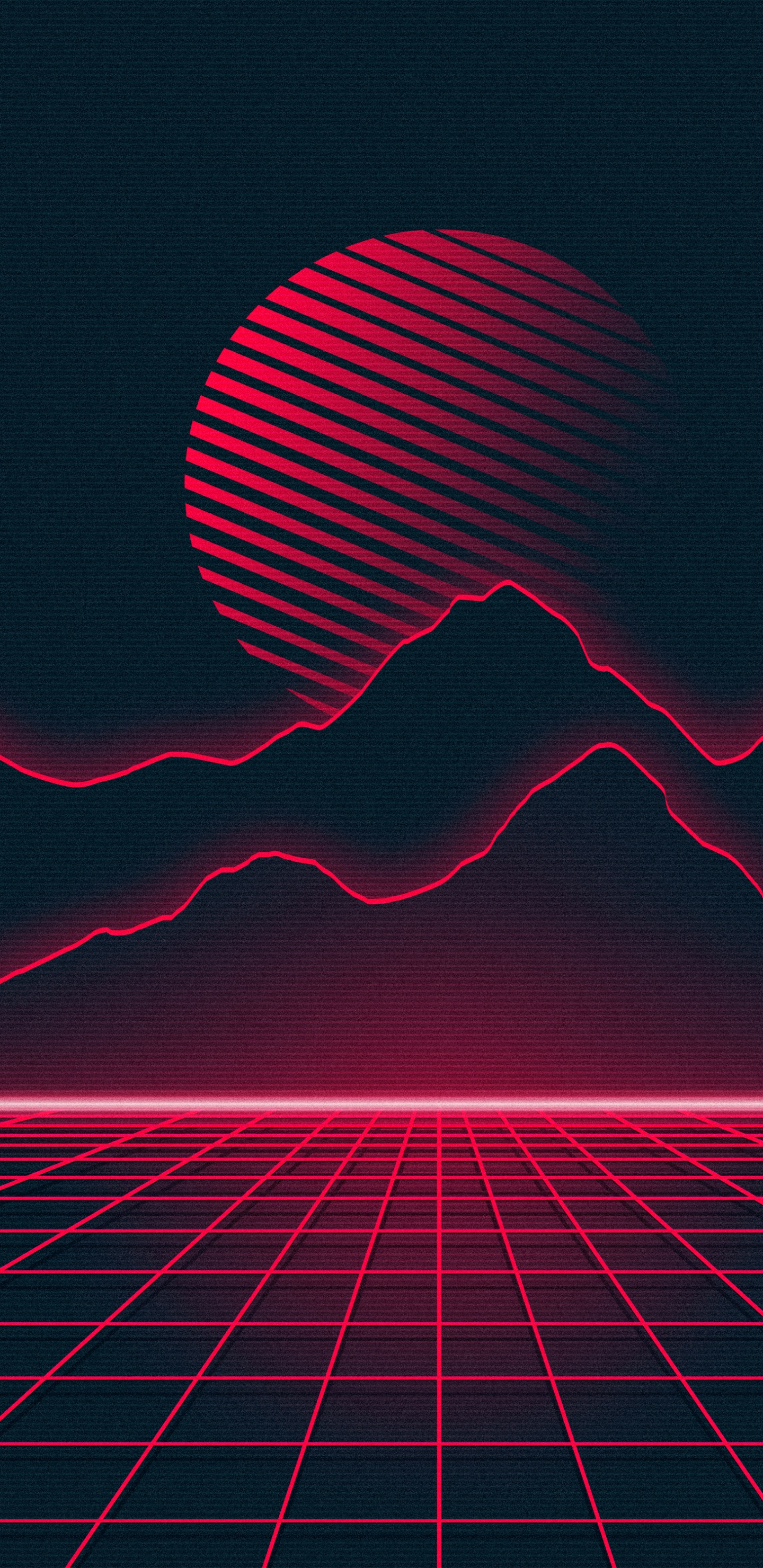 Обои Synthwave, свет, природа, пурпур, черный в разрешении 1440x2960