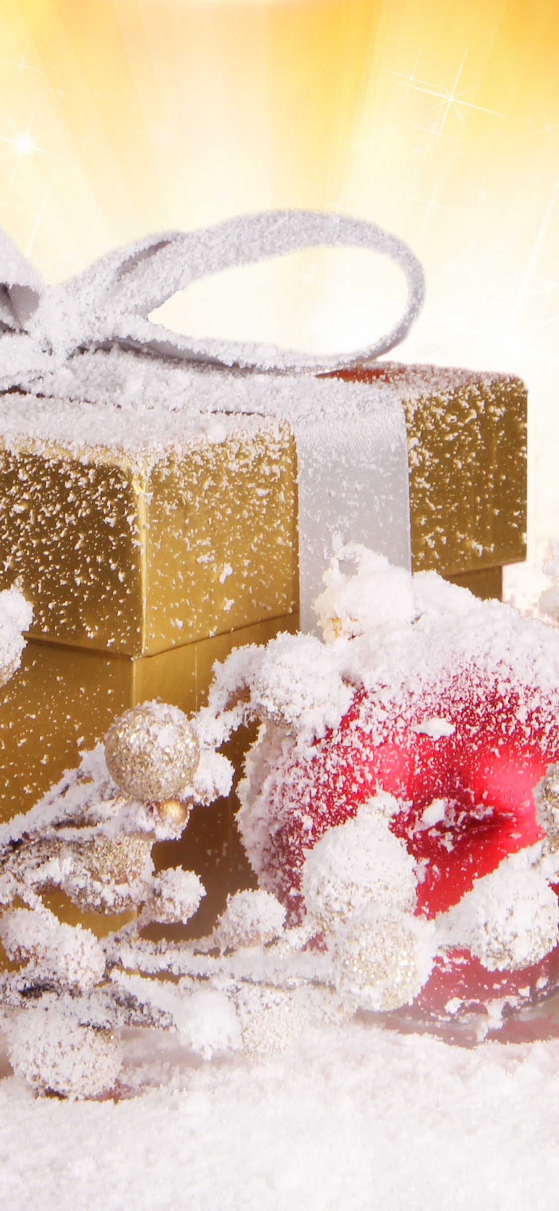 Обои Рождественский подарок, подарок, Рождественский день, настоящее время, панфорте в разрешении 1125x2436