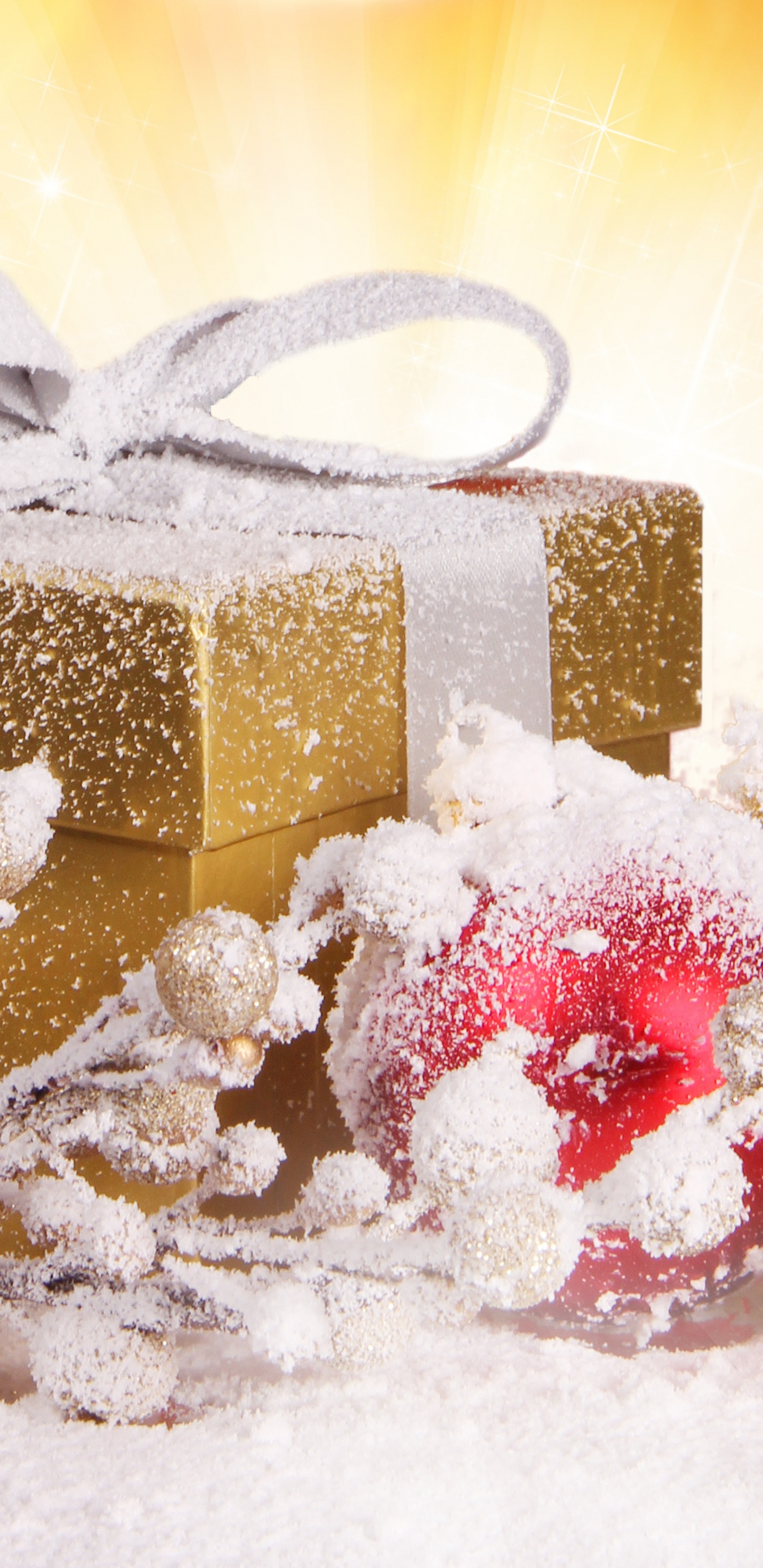 Обои Рождественский подарок, подарок, Рождественский день, настоящее время, панфорте в разрешении 1440x2960