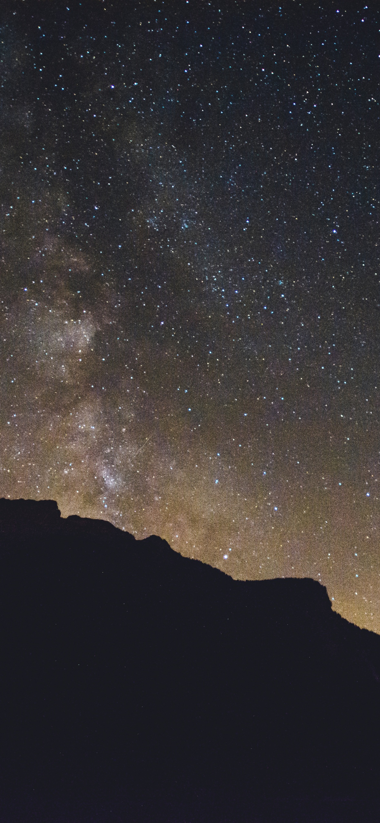 Обои ночь, звезда, гора, черный, астрономический объект в разрешении 1242x2688