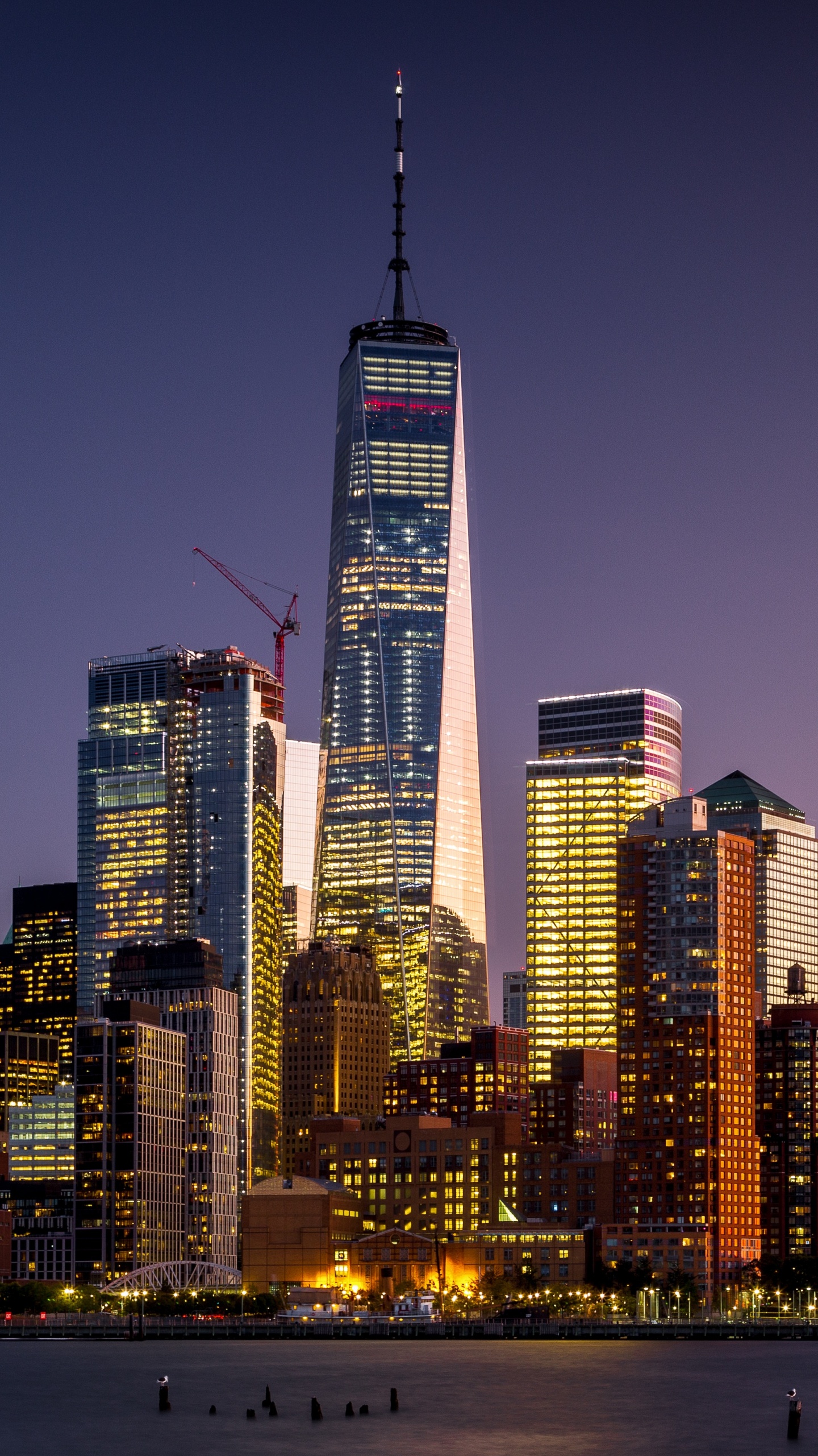 Обои Манхеттен, город, небоскреб, городской пейзаж, линия горизонта в разрешении 1440x2560