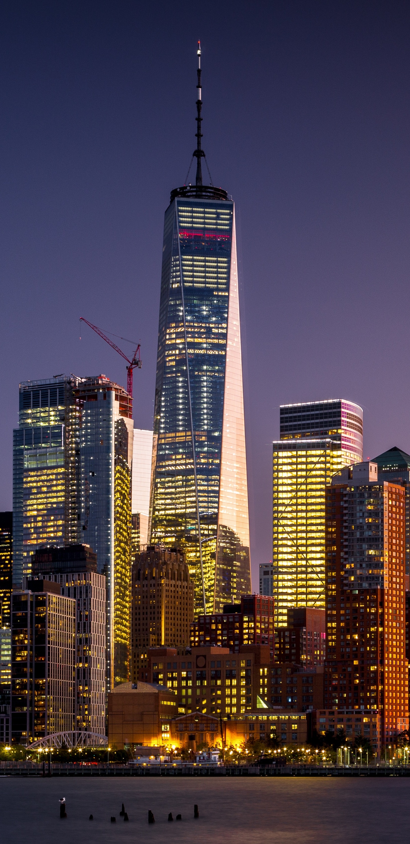 Обои Манхеттен, город, небоскреб, городской пейзаж, линия горизонта в разрешении 1440x2960