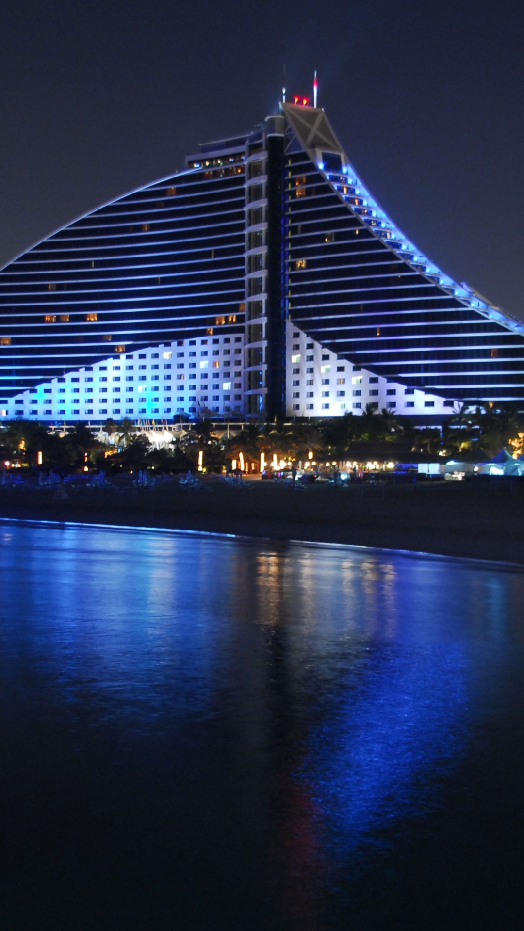 Обои Джумейра Бич отель, пляж Джумейра, Джумейра, ориентир, ночь в разрешении 1080x1920