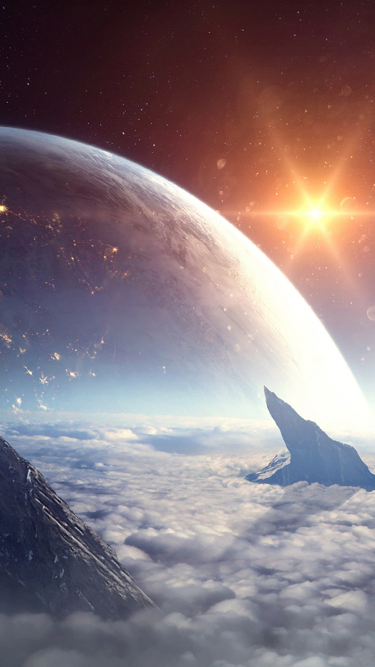 Обои арт, космическое пространство, атмосфера, астрономический объект, земля в разрешении 750x1334