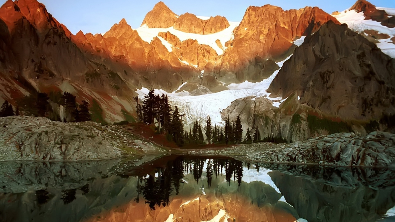 Обои гора shuksan, национальный парк кэпитол риф, Олимпийский национальный парк, дикая местность, горный рельеф в разрешении 1366x768