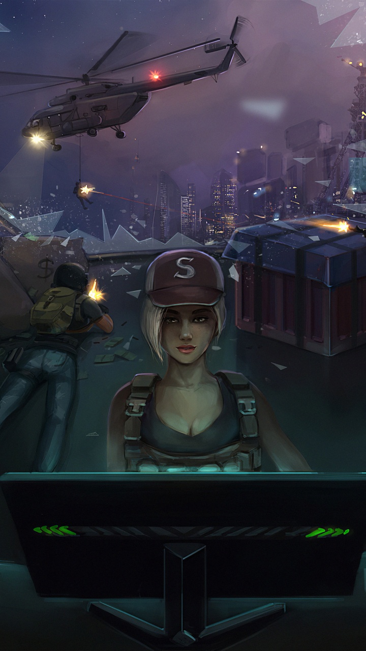 Обои видеоэффекты, геймер, темнота, игра-боевик, событие в разрешении 720x1280