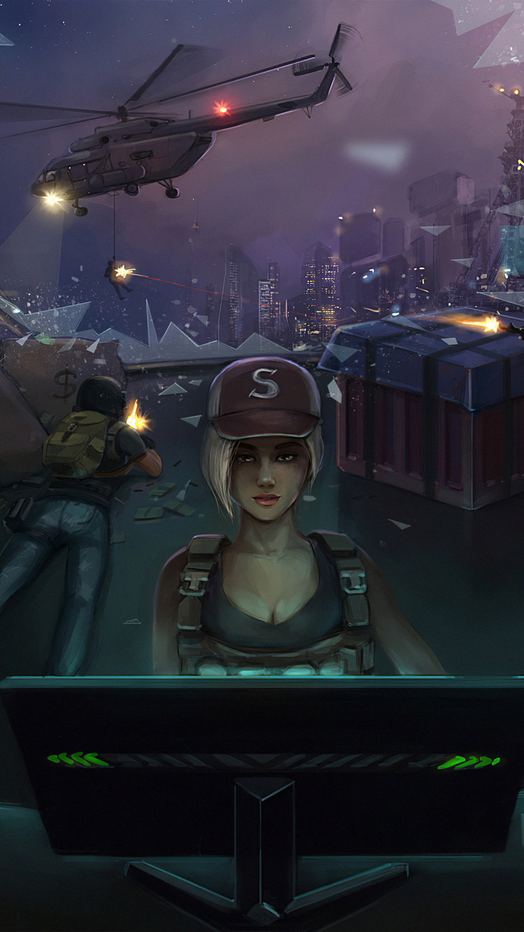 Обои видеоэффекты, геймер, темнота, игра-боевик, событие в разрешении 750x1334