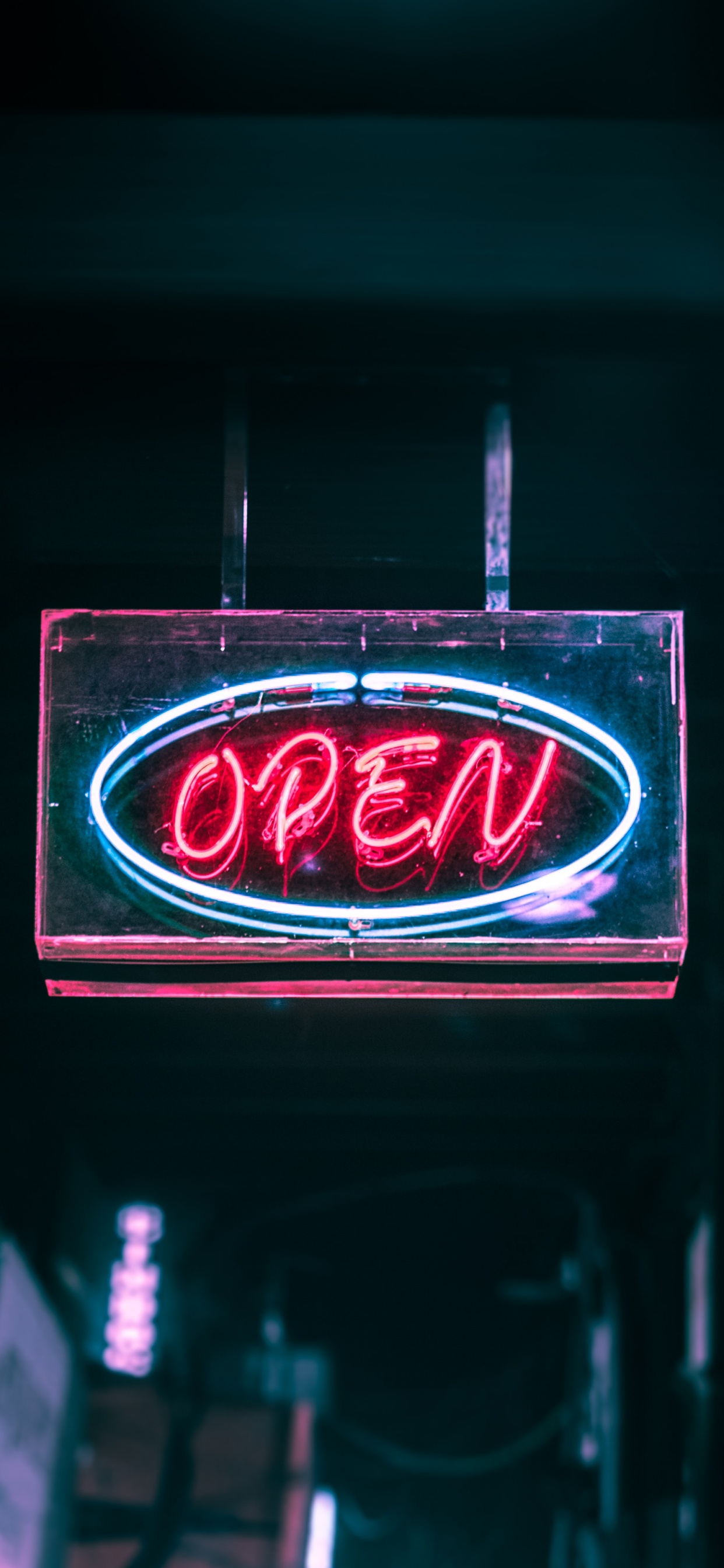 Обои неоновая вывеска, вывеска, неон, свет, электронные табло в разрешении 1242x2688