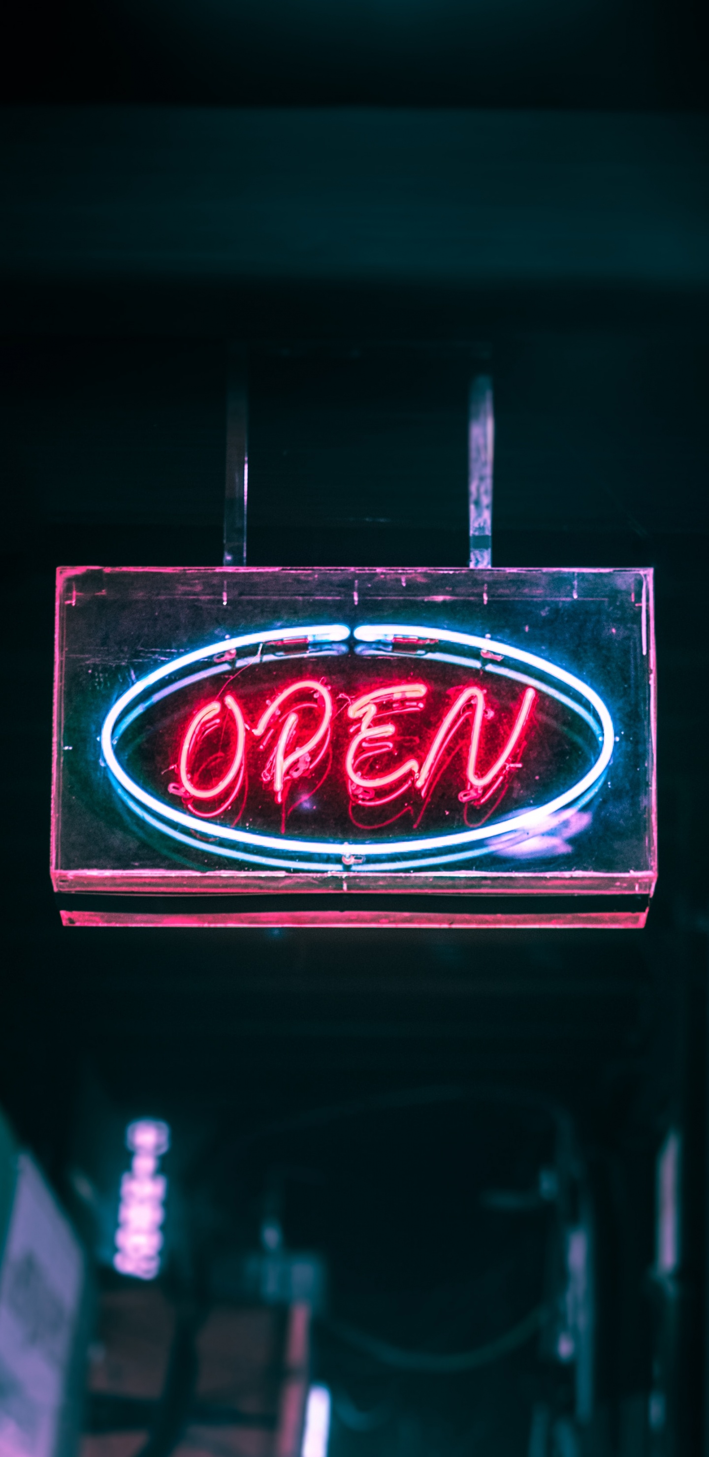 Обои неоновая вывеска, вывеска, неон, свет, электронные табло в разрешении 1440x2960