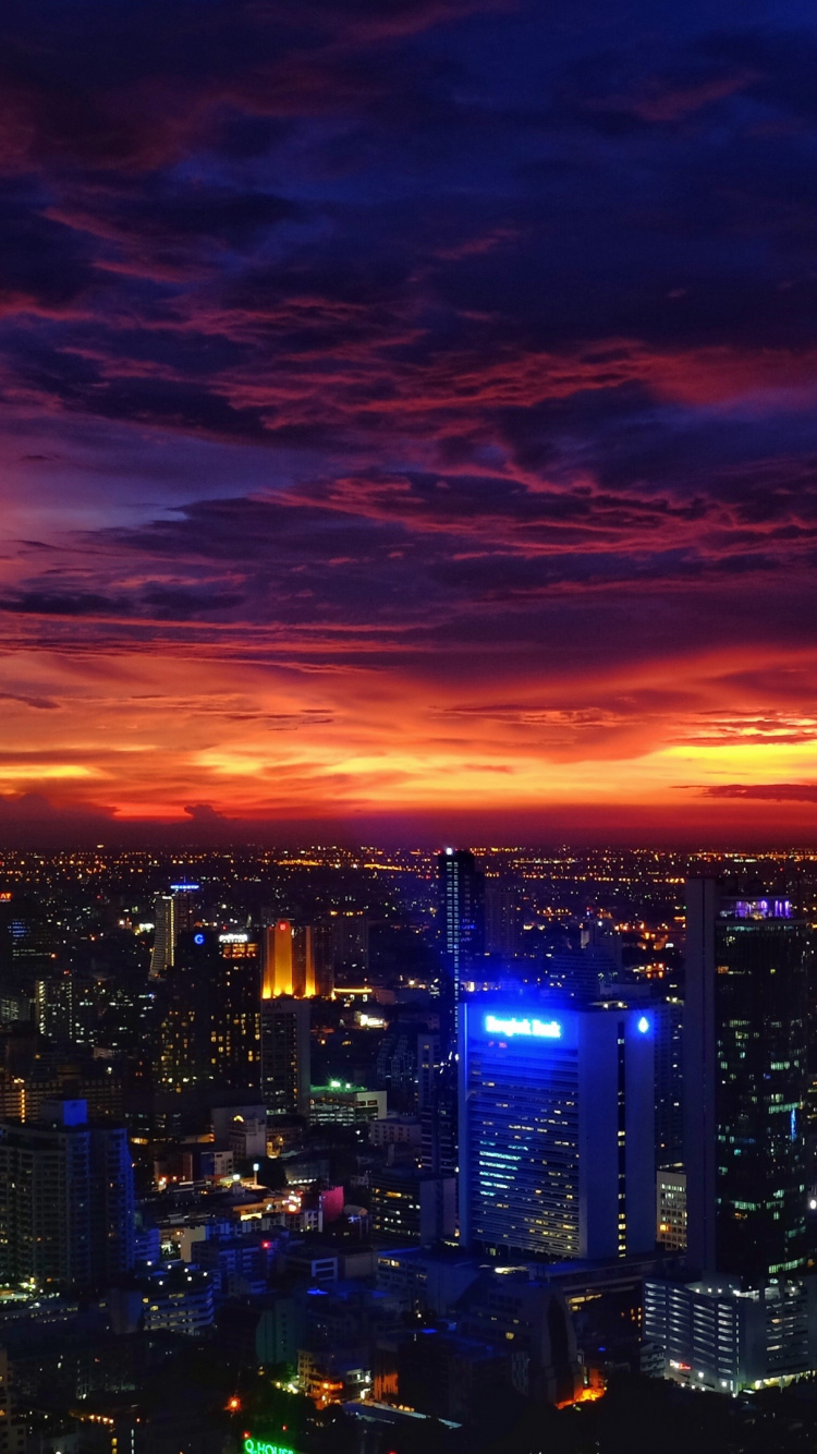 Обои город, городской пейзаж, городской район, метрополия, ночь в разрешении 750x1334