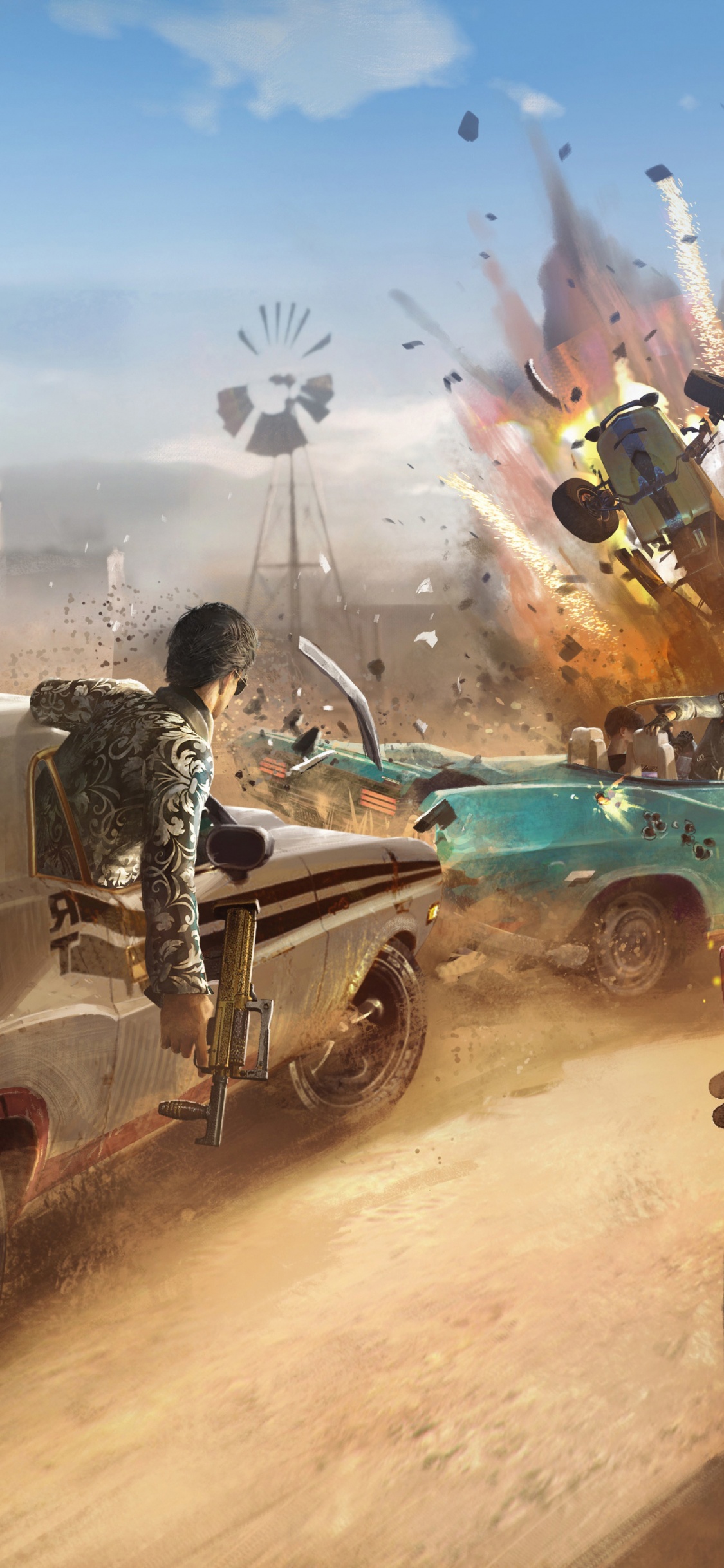 Обои PUBG, шина, колесо, легковые автомобили, облако в разрешении 1125x2436