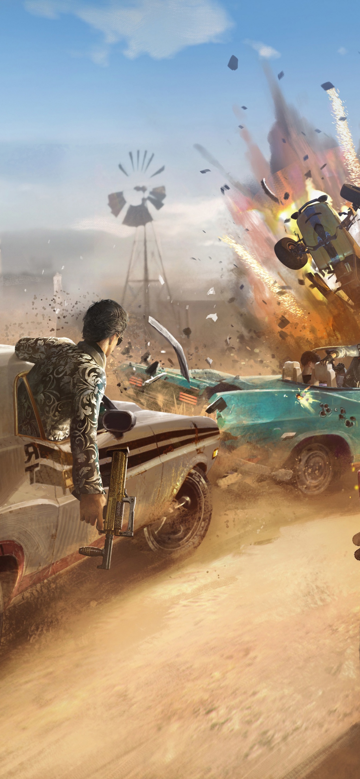 Обои PUBG, шина, колесо, легковые автомобили, облако в разрешении 1242x2688