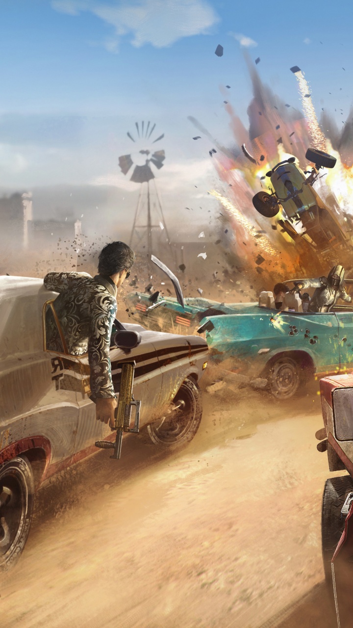 Обои PUBG, шина, колесо, легковые автомобили, облако в разрешении 720x1280