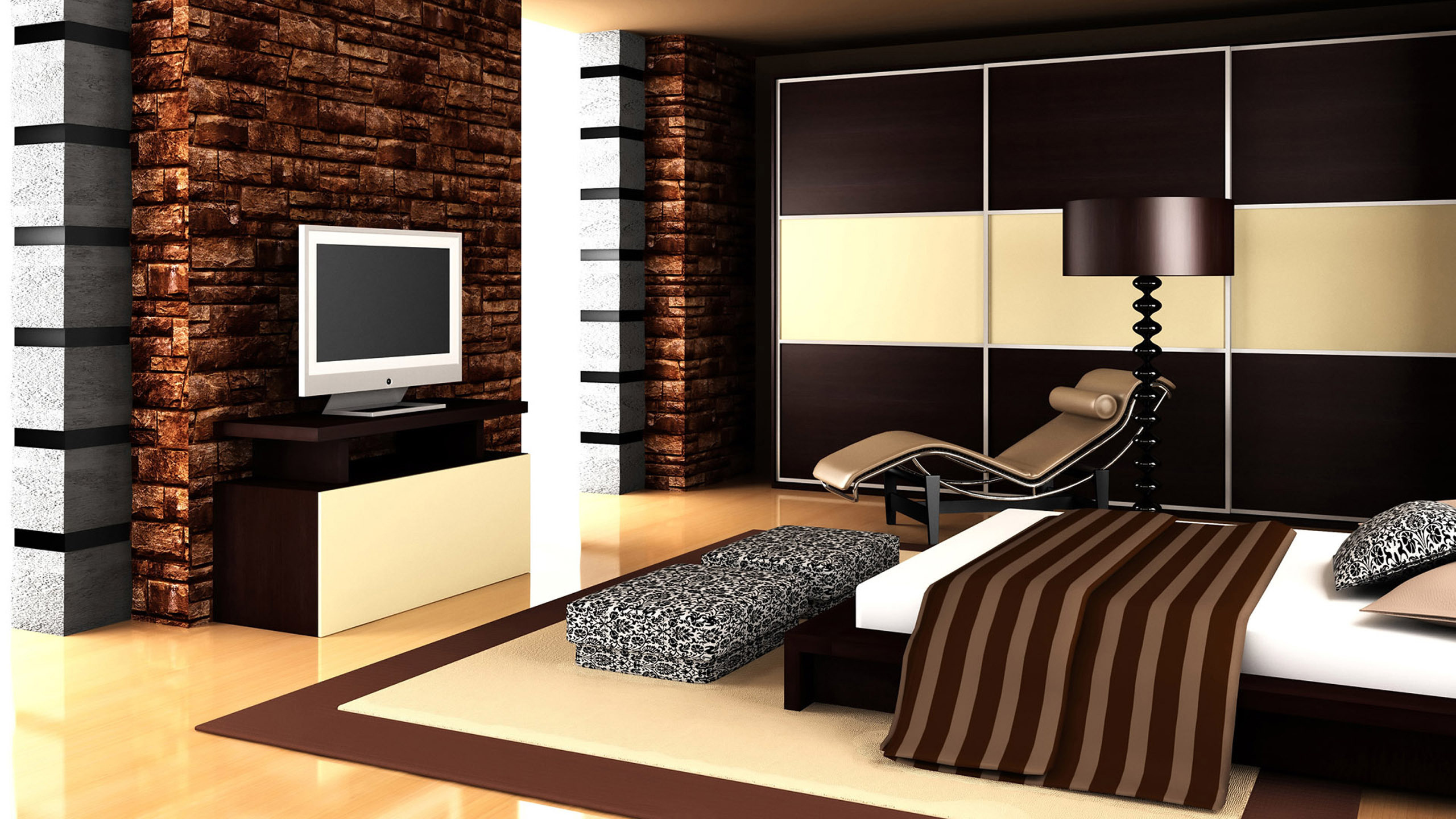 Обои дизайн интерьера спальни дома, спальня, дизайн, комната, Хаус в разрешении 2560x1440