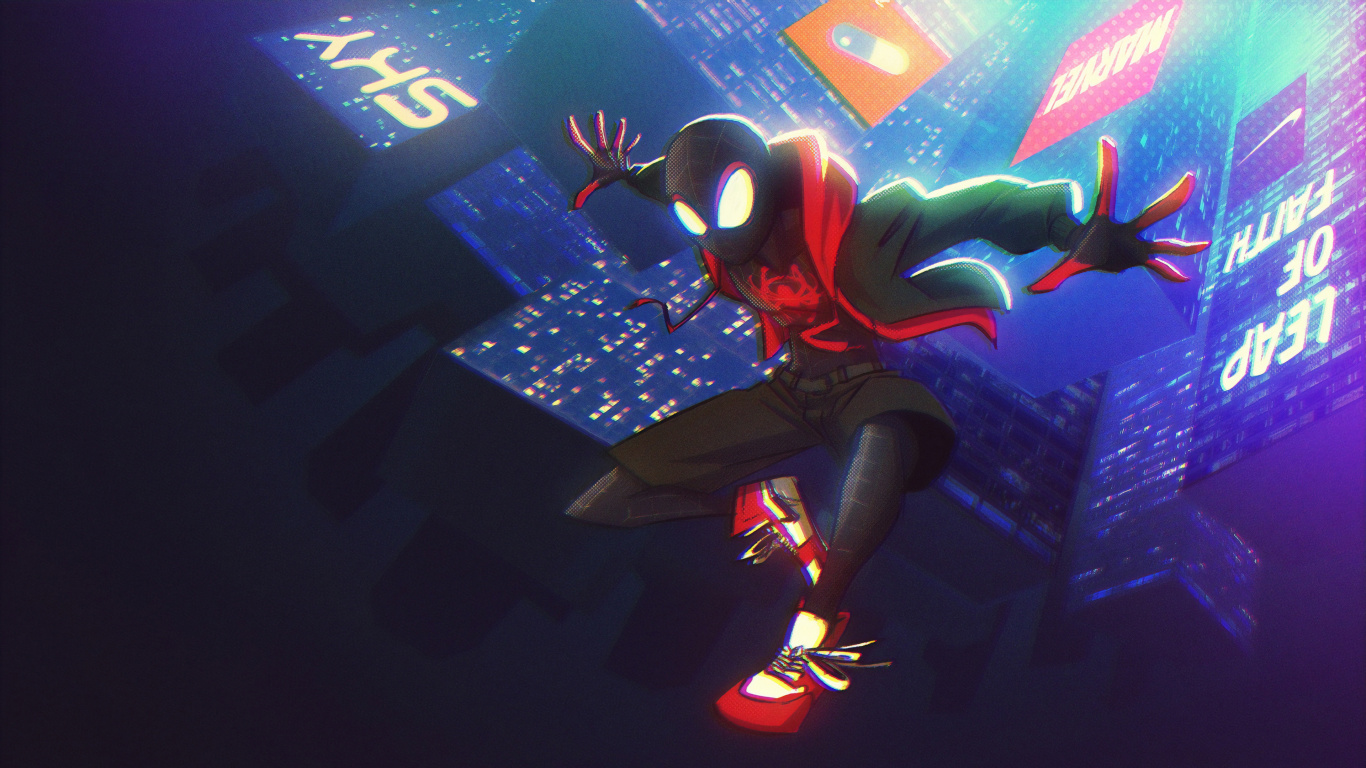 Обои человек-паук, графический дизайн, иллюстрация, графика, электрик в разрешении 1366x768