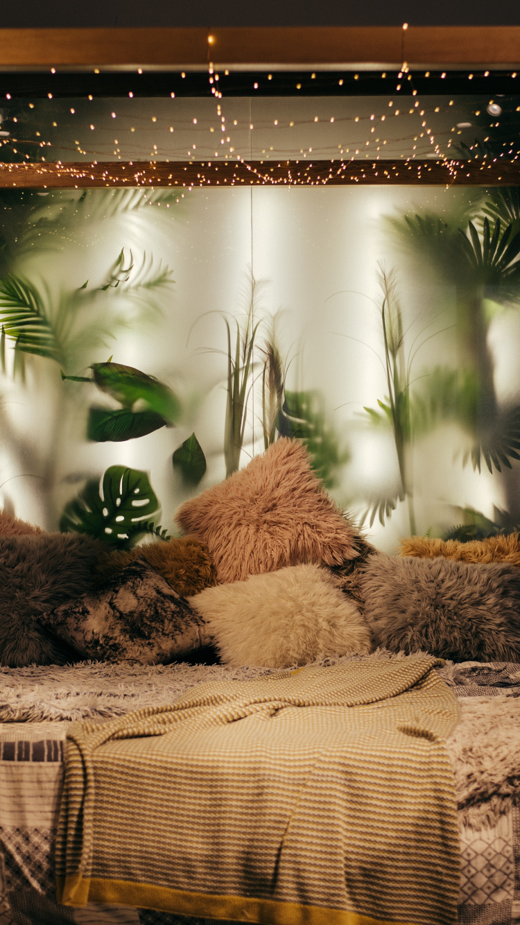 Обои романтическая уютная спальня, спальня, комната, освещение, кровать в разрешении 750x1334