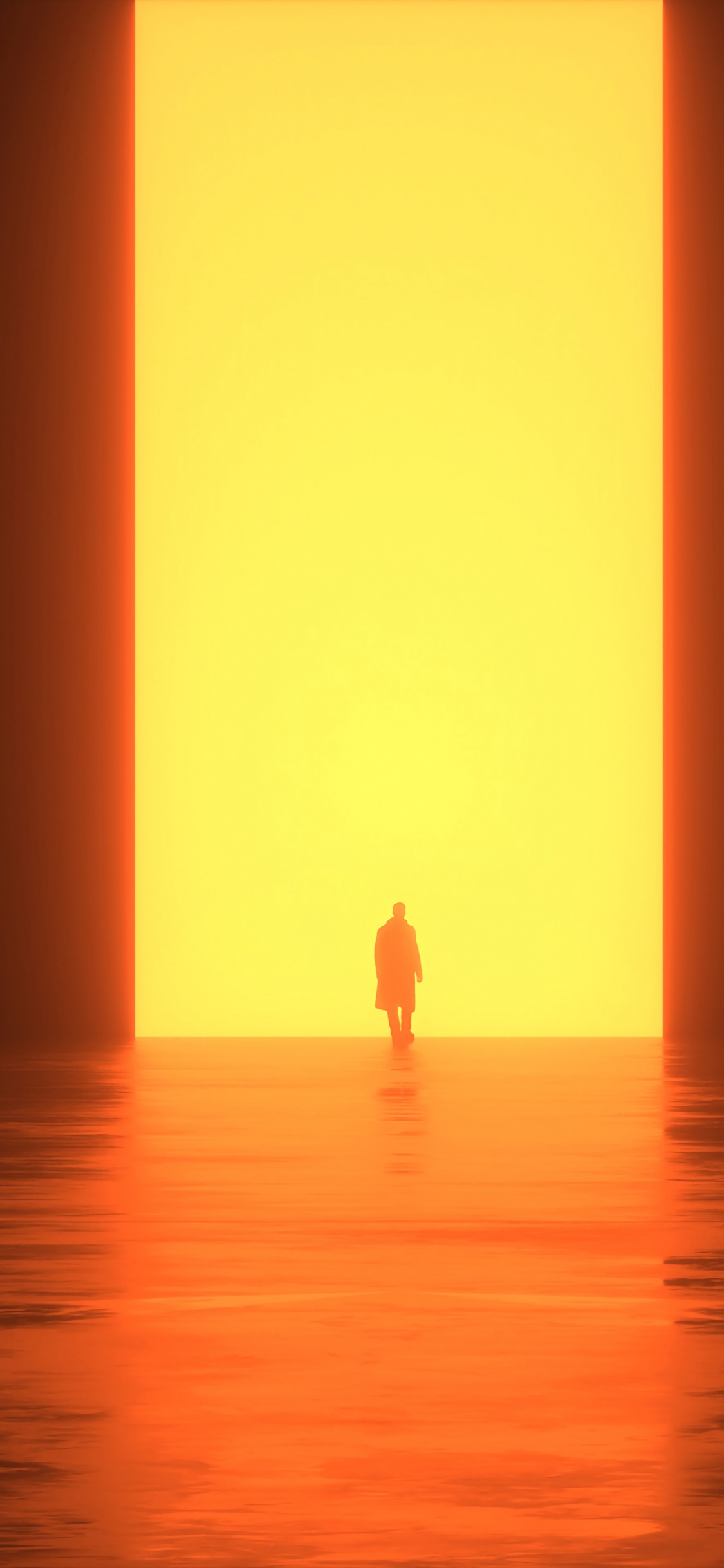 Обои Апельсин, восход солнца, свет, солнечный свет, Научная фантастика в разрешении 1125x2436