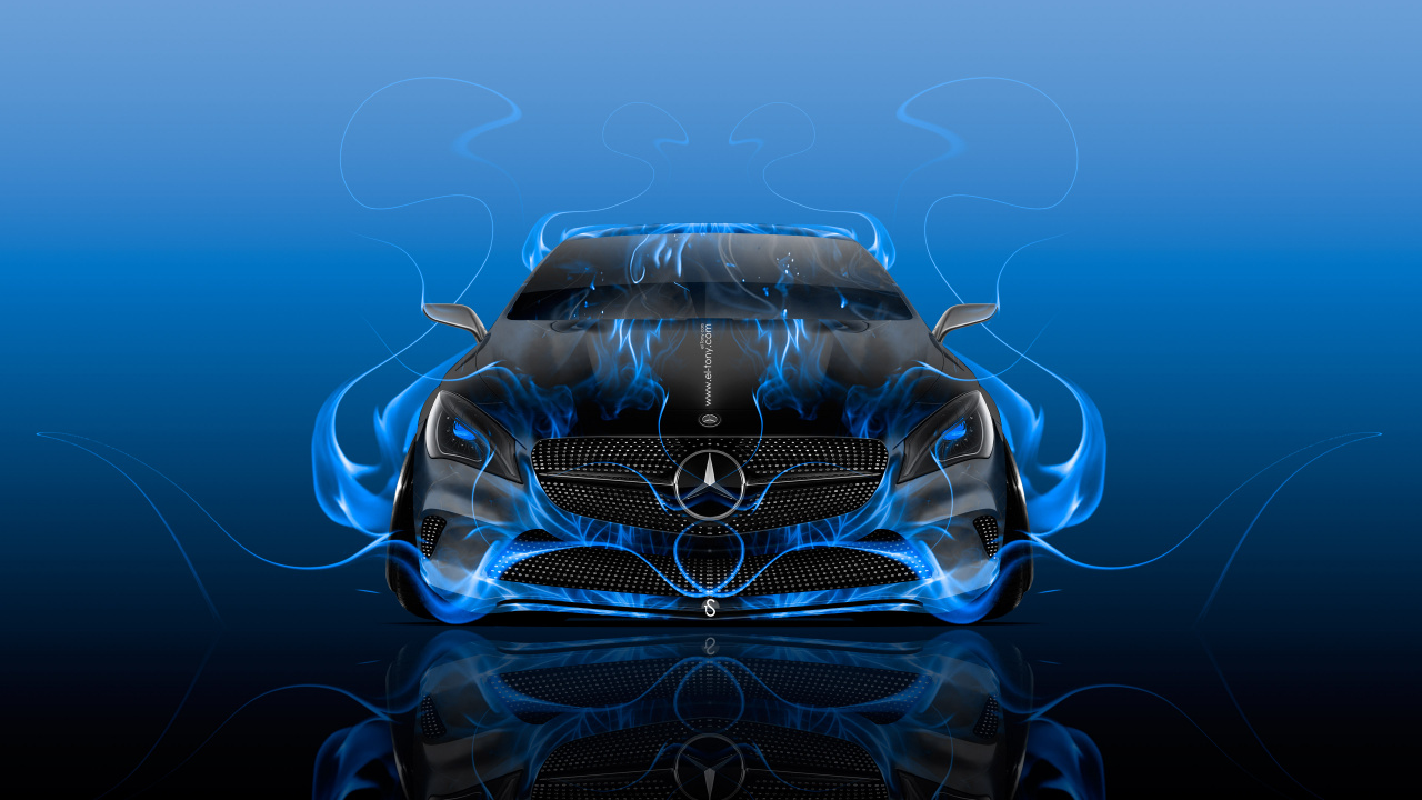 Обои авто, синий, электрик, фрактальное искусство, графика в разрешении 1280x720