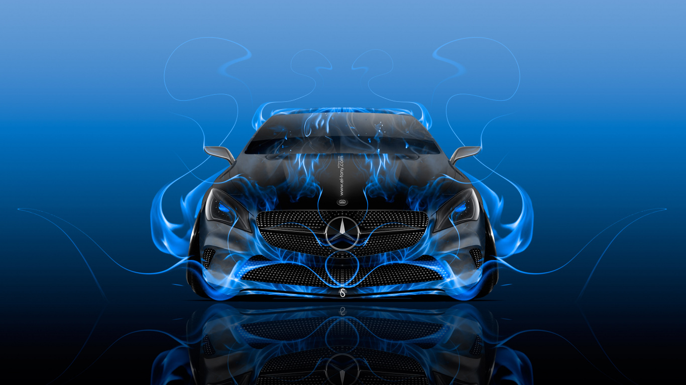 Обои авто, синий, электрик, фрактальное искусство, графика в разрешении 1366x768