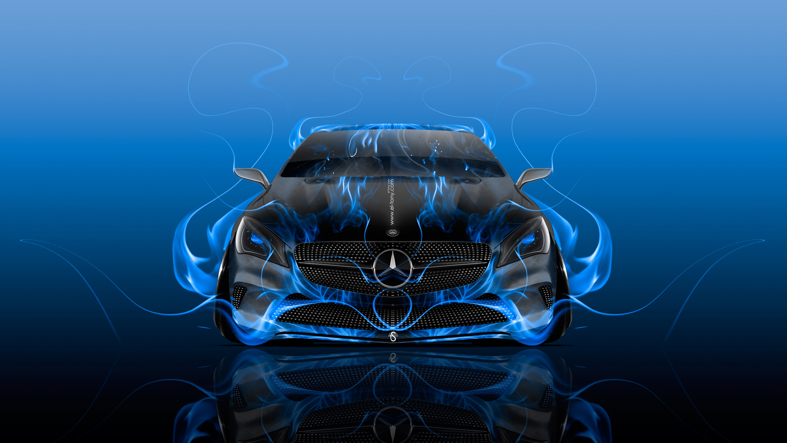 Обои авто, синий, электрик, фрактальное искусство, графика в разрешении 2560x1440