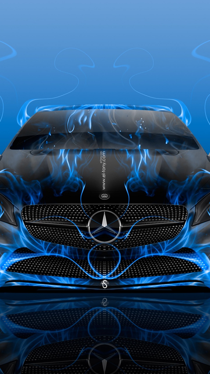 Обои авто, синий, электрик, фрактальное искусство, графика в разрешении 720x1280