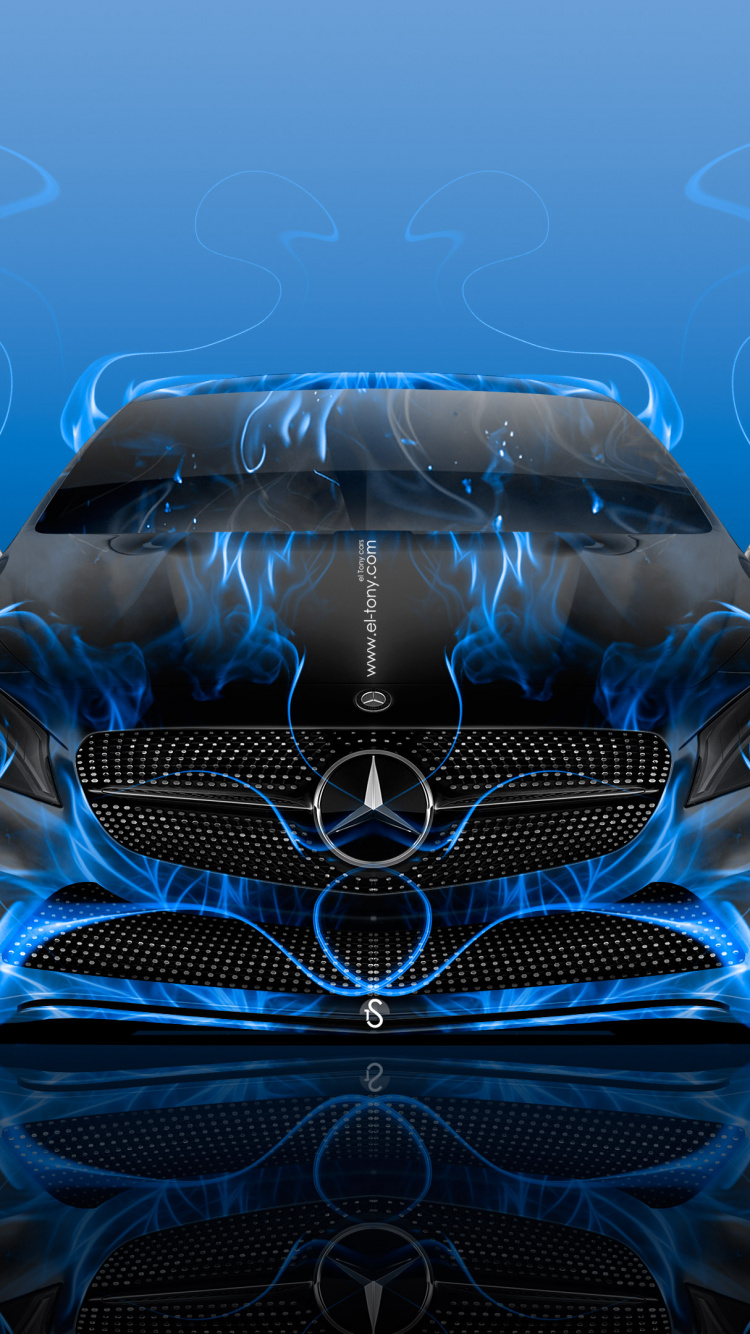 Обои авто, синий, электрик, фрактальное искусство, графика в разрешении 750x1334