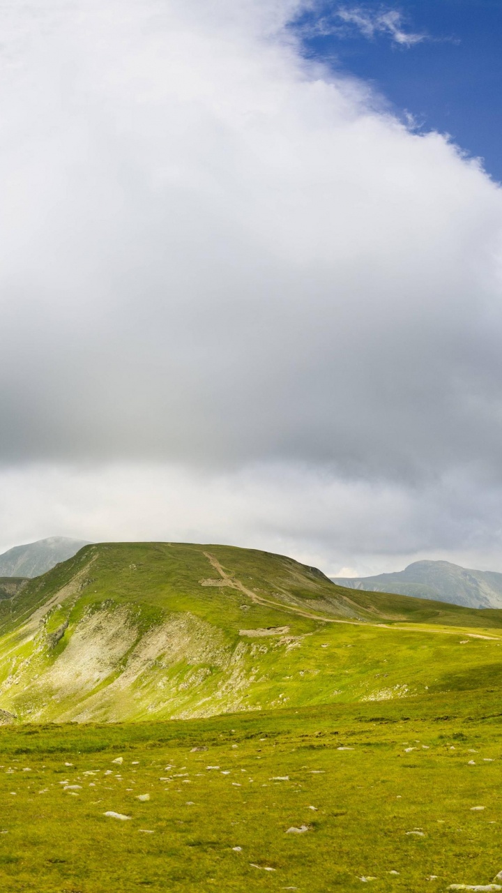 Обои горный рельеф, нагорье, сенокосное угодье, гора, горный перевал в разрешении 720x1280